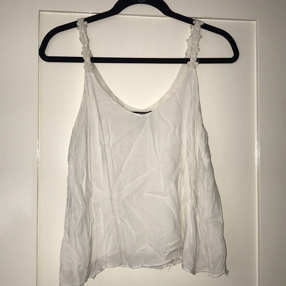 Forever 21 White Tank Blouse with Floral Straps